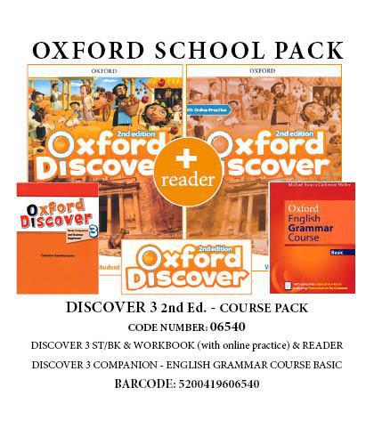OXFORD DISCOVER 3 2ND ED COURSE PACK (SB + WB(+ON LINE) + ENGLISH GRAMMAR COURSE BASIC WO/KEY (+E-BOOK) + READER) - 06540