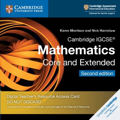 CAMBRIDGE IGCSE MATHEMATICS CORE   EXTENDED CAMBRIDGE ELEVATE TCHRS RESOURCE ACCESS CARD
